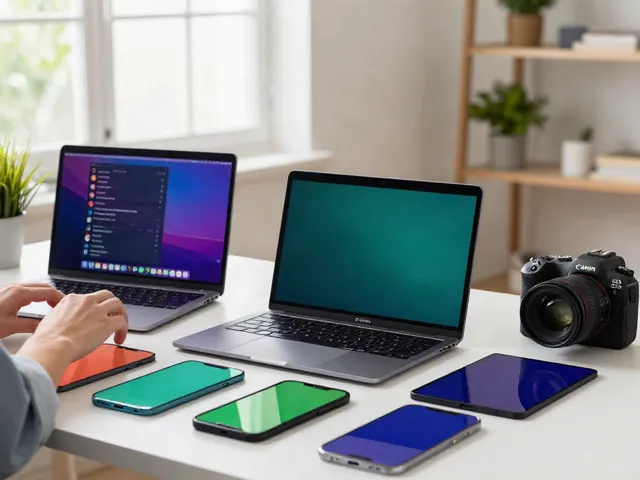 Explore FMWhatsApp features in a modern workspace with tech gadgets.