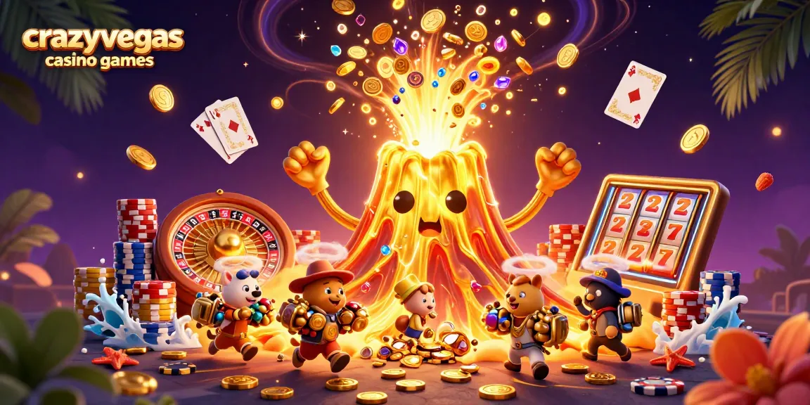 Play crazyvegas casino games and experience thrilling eruptions of coins and treasures!